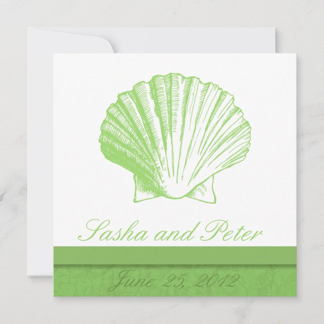 Sea Glass Shell Beach Wedding Invitations (Devant)