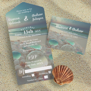 Sea Glass Shows Strand Hochzeit All In One Einladung