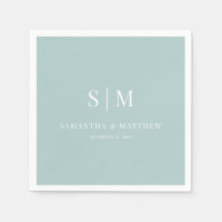 Sea Glass Simple Elegante Couple Initials Wedding