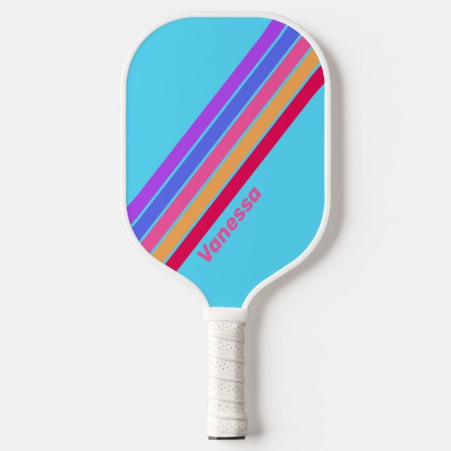 Sea Glass Streifen mit Namen Pickleball Schläger (Vorderseite)