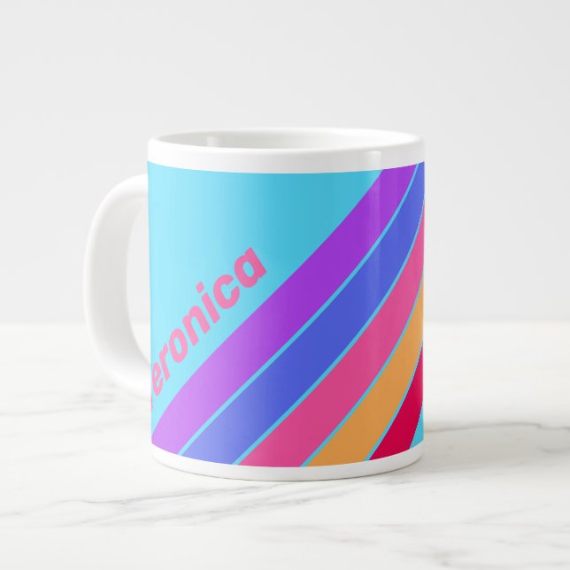 Sea Glass Stripes with Name Jumbo-Tasse (Vorderseite Links)