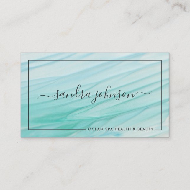 Sea Glass Tides | Blue Watercolor Business Visitenkarte (Vorderseite)