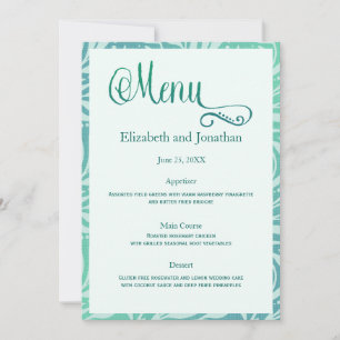 Sea Grass Beach Hochzeitsmenü für Empfänge Einladung