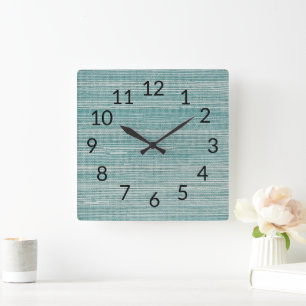 Sea Grass Pebble Painting Beach Textur Muster Quadratische Wanduhr