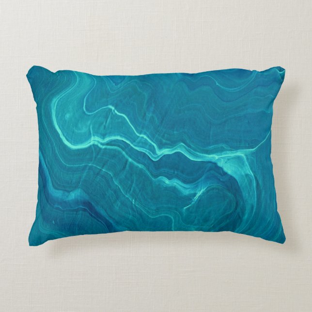 Sea Green Agate Marble Abstraction Dekokissen (Vorderseite)