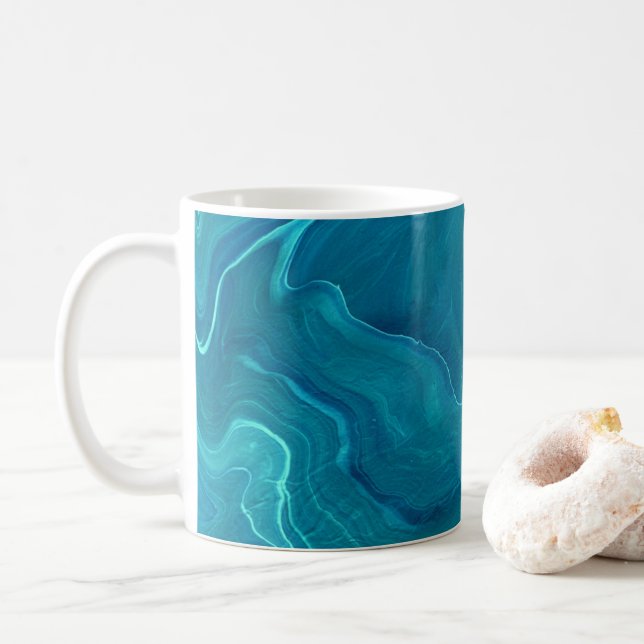 Sea Green Agate Marble Abstraction Kaffeetasse (Mit Donut)