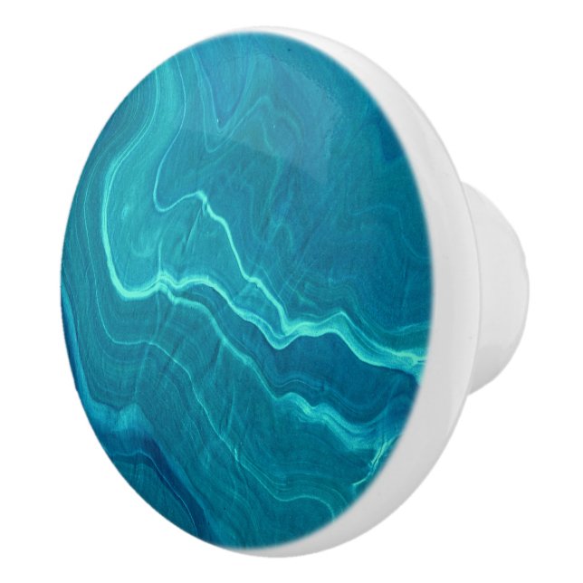 Sea Green Agate Marble Abstraction Keramikknauf (Rechts)