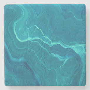 Sea Green Agate Marble Abstraction Steinuntersetzer