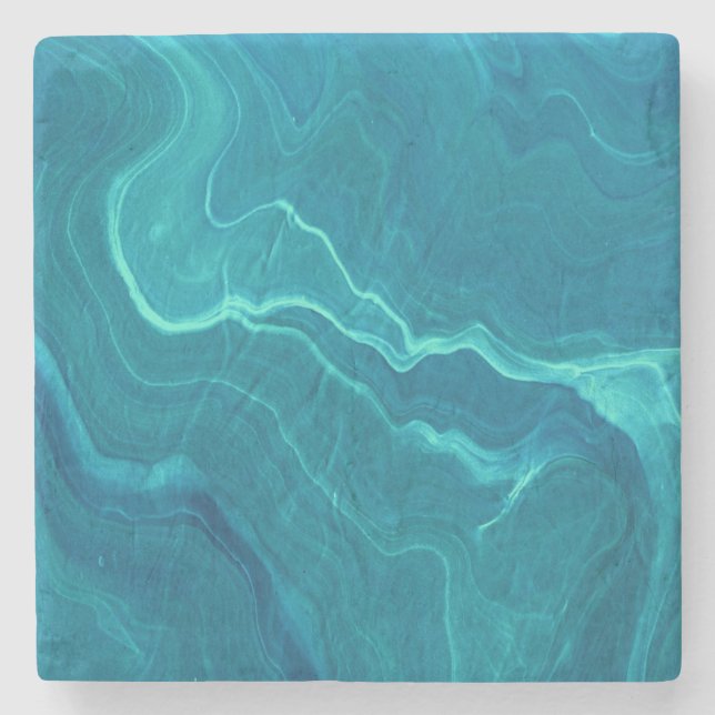 Sea Green Agate Marble Abstraction Steinuntersetzer (Vorderseite)