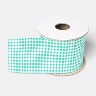Sea Green Gingham Grosgrain Ribbon Ripsband