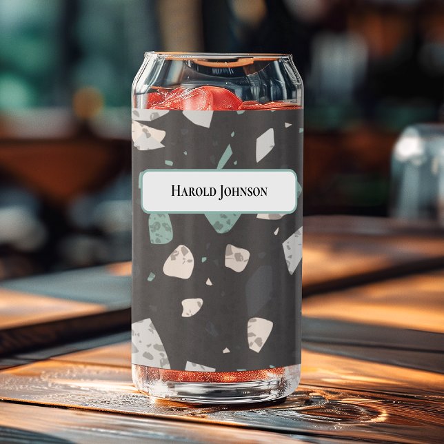 Sea Green & Grey Chips Retro Terrazzo Pattern Dosenglas (Von Creator hochgeladen)