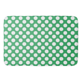Sea Green: Grosses weißes Polka Dot Pattern Badematte
