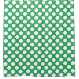 Sea Green: Grosses weißes Polka Dot Pattern Duschvorhang