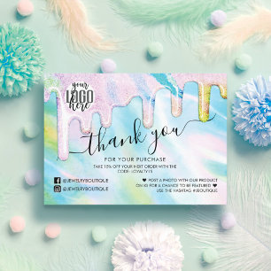 Sea Green Holographic Glitzer Kunde Vielen Dank Visitenkarte