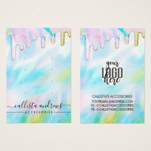 Sea Green Holographic Glitzer Tropfen Logo Earring