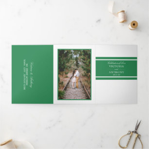 Sea Green Modern Wedding Suite Dreifach Gefaltete Einladung