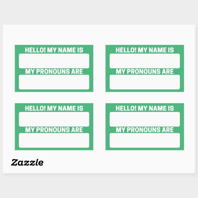 Sea Green Name & Pronoun Étiquettes (Feuille)