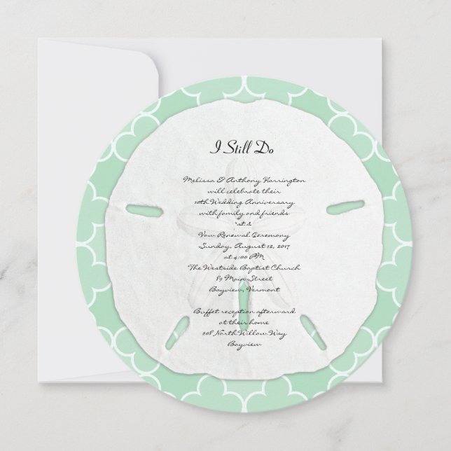 Sea Green Sand Dollar Hochzeitstag Party Einladung (Vorderseite)