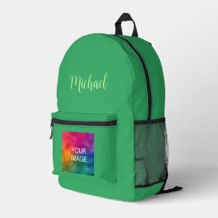 Sea Green Solid Color Custom Template Script Name Bedruckter Rucksack