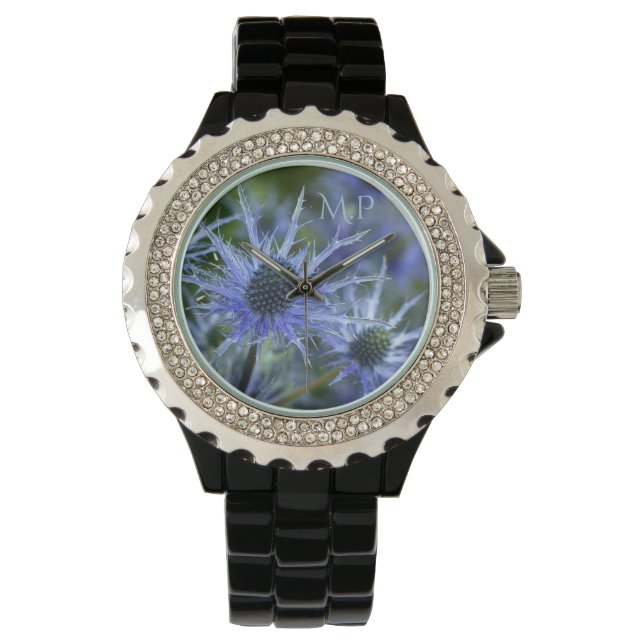 Sea Holly Thistle Monogram Armbanduhr (Vorderseite)
