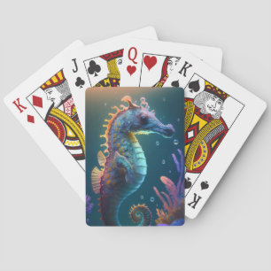 Sea Horse Animal Portrait Malerei Wildlife Ocean Spielkarten