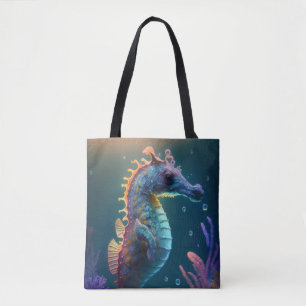Sea Horse Animal Portrait Malerei Wildlife Ocean Tasche