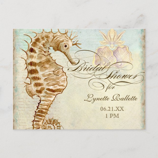 Sea Horse Coastal Beach - Brautparty Postkarte (Vorderseite)