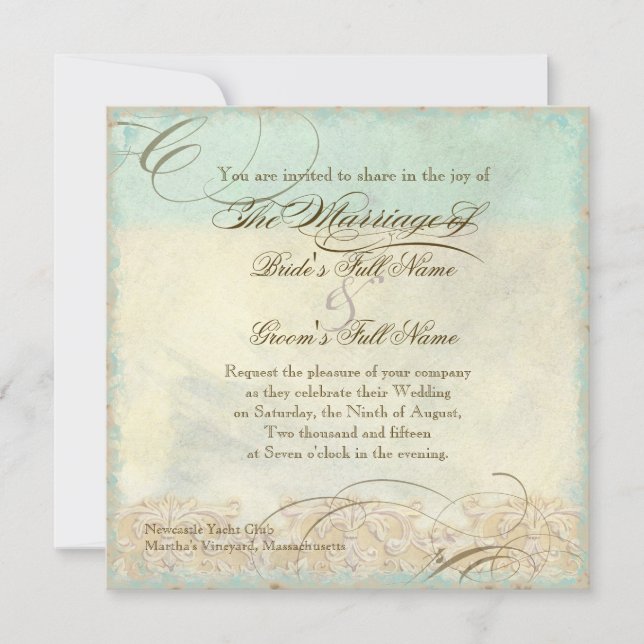 Sea Horse Coastal Beach - Einladung zur Hochzeit (Vorderseite)