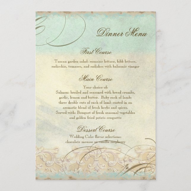 Sea Horse Coastal Beach - Menü für Hochzeiten Menükarte (Vorderseite)