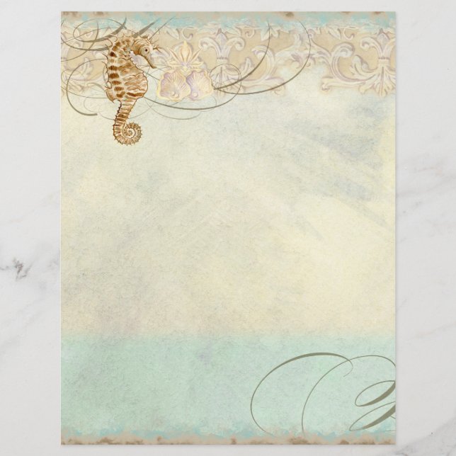 Sea Horse Coastal Beach - Papeterie Monogramme (Devant)