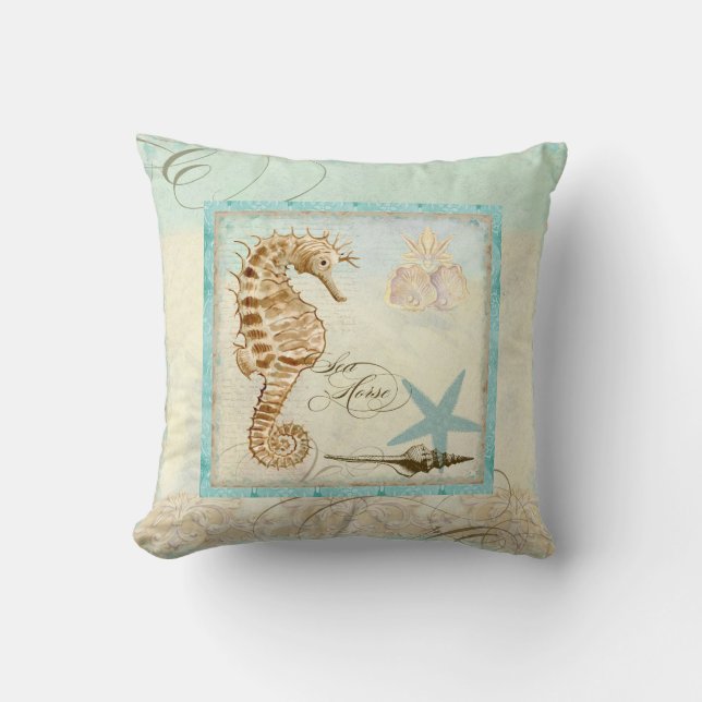 Sea Horse Coastal Beach - Wohngestaltung Kissen (Vorderseite)