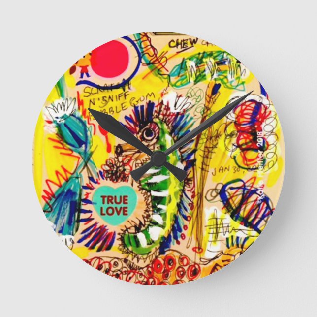 sea horse Graffiti Runde Wanduhr (Vorderseite)