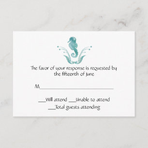 Sea Horse Wedding Response Card RSVP Karte