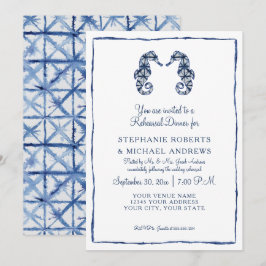 Sea Horses Beach Navy Shibori Probe Dinner Einladung