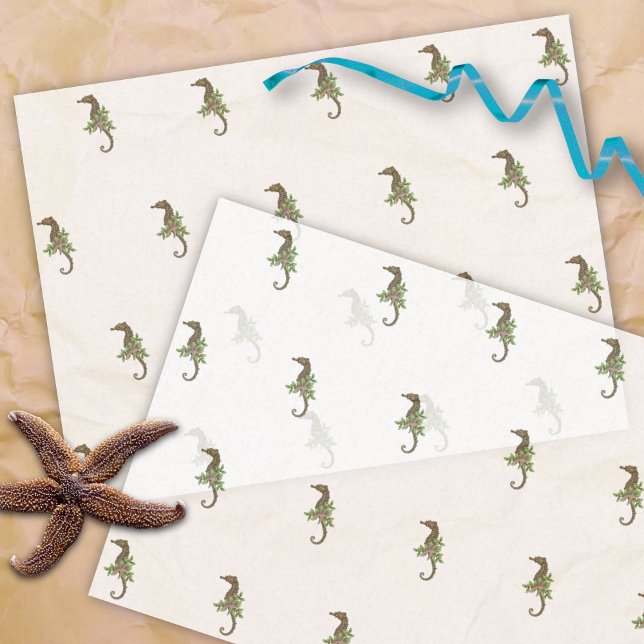 Sea Horses Muster Weißes Weihnachtsfest Seidenpapier (Von Creator hochgeladen)