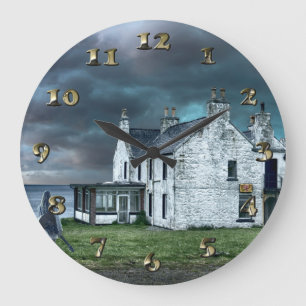 Sea House Landscape Große Wanduhr