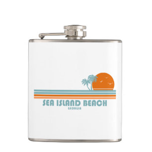 Sea Island Beach Georgia Sonnenpalmen Flachmann