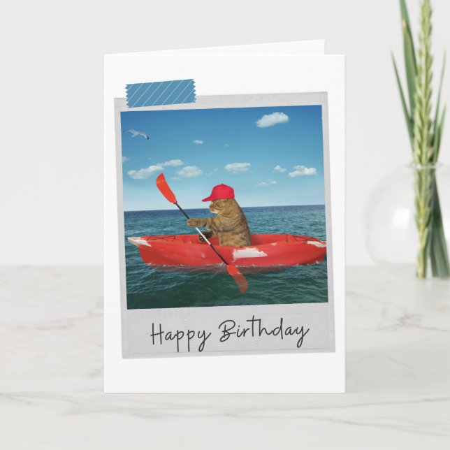 Sea Kayak Cat Funny Birthday Card Karte (Vorderseite)