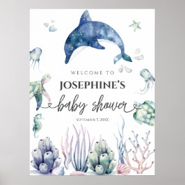 Sea Life Baby Dusche Willkommen Poster
