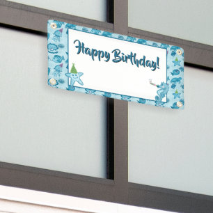 Sea Life Birthday Banner mit Raum für individuelle