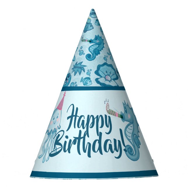 Sea Life Birthday Party Hats Partyhütchen (Vorderseite)