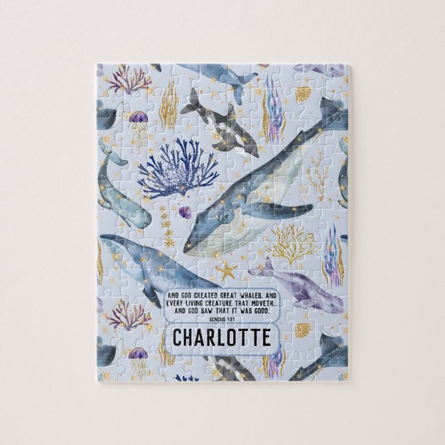 Sea Life Whales Christlich Bible Verse Namensgesch (Vertikal)