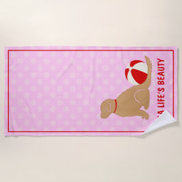 Sea Life's Beauty Retriever Pink Beach Handtuch