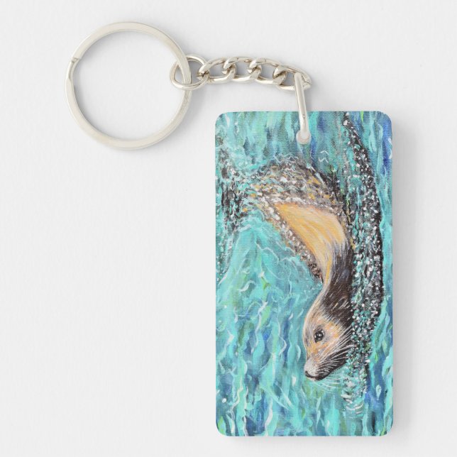 Sea Lion Gemälde Schlüsselanhänger (Vorderseite)