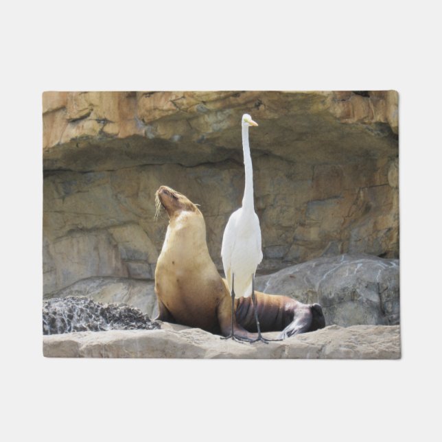 Sea Lion und Egret Doormat Fußmatte (Vorderseite)