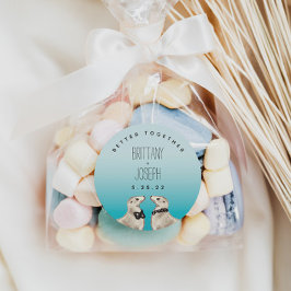 Sea Lions Aquamarin Blue Wedding Runder Aufkleber