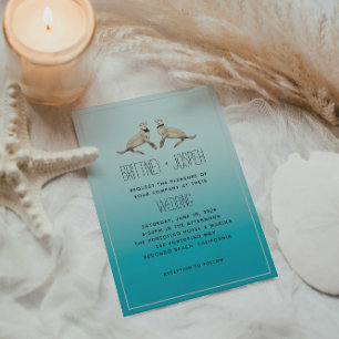 Sea Lions Blue Faire-part de mariage moderne