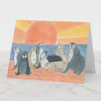 Sea Lions Sunrise Zeichnend Leere