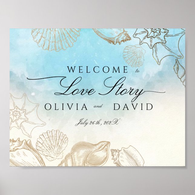 Sea Mariage Summer Ocean Beach Affiche de bienvenu (Devant)