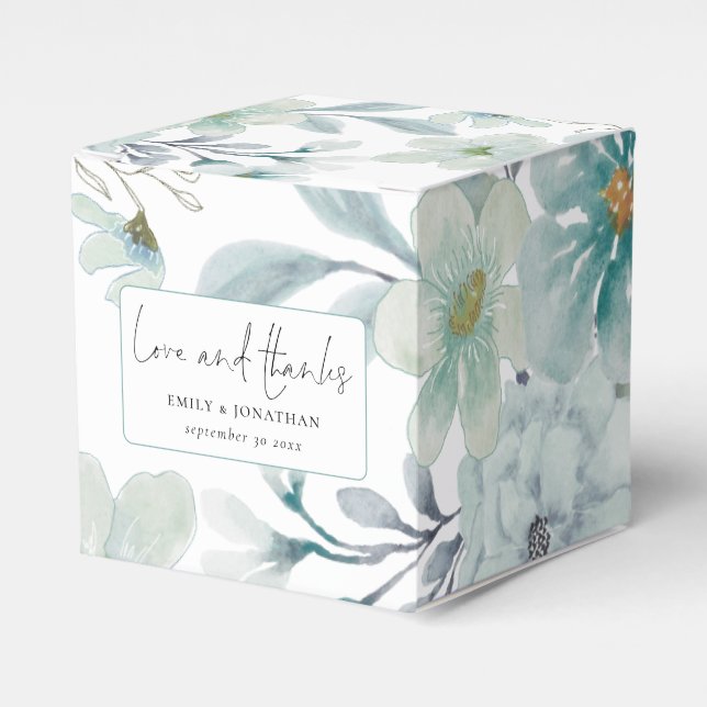 Sea Mist Florals Hochzeit Verlobung Liebe Dank Geschenkschachtel (Vorderseite)